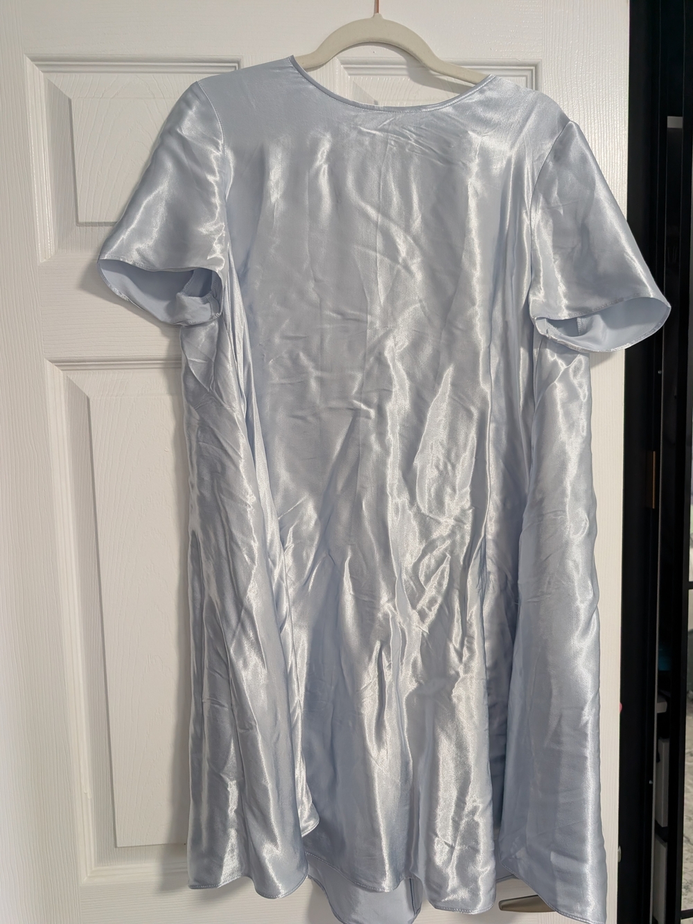 Banana Republic Light Blue Satin Short-Sleeve Chemise